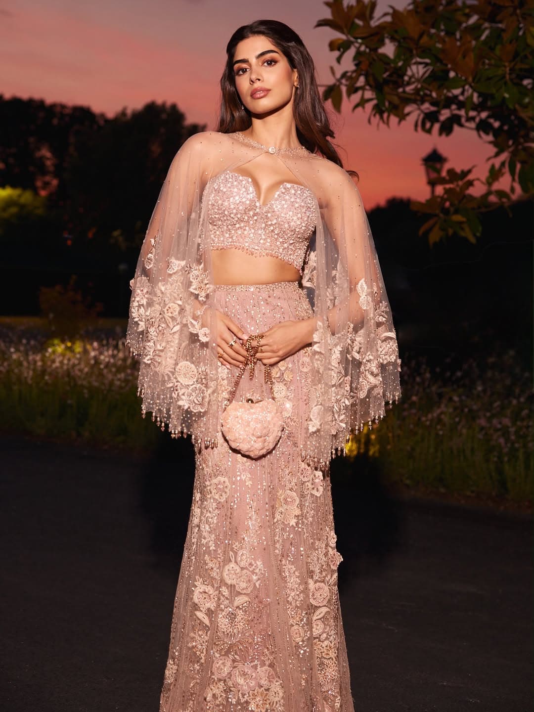 Khushi Kapoor’s Rose-Petal Look, Styled Like a Study in Indian Couture