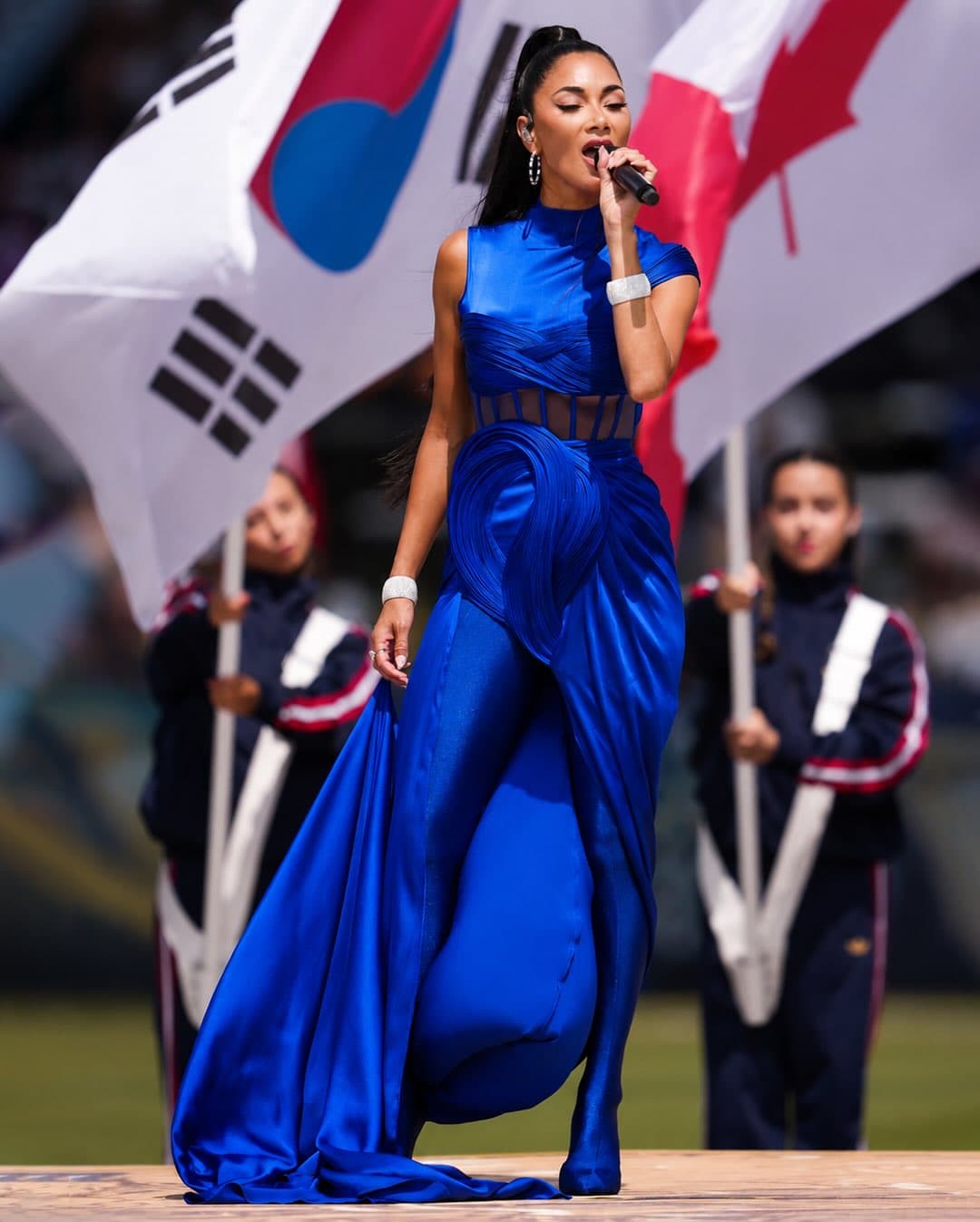 Electric Blue, Sharp Breath: Nicole Scherzinger in Gaurav Gupta Couture at the World Cup Final