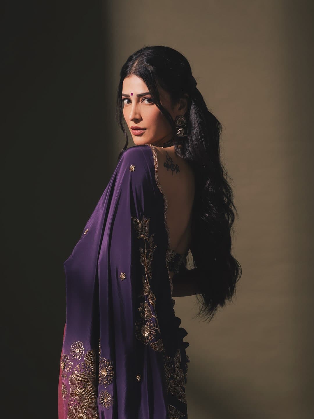 Shruti Haasan’s Grape-Toned Glam, Built by a Small Army